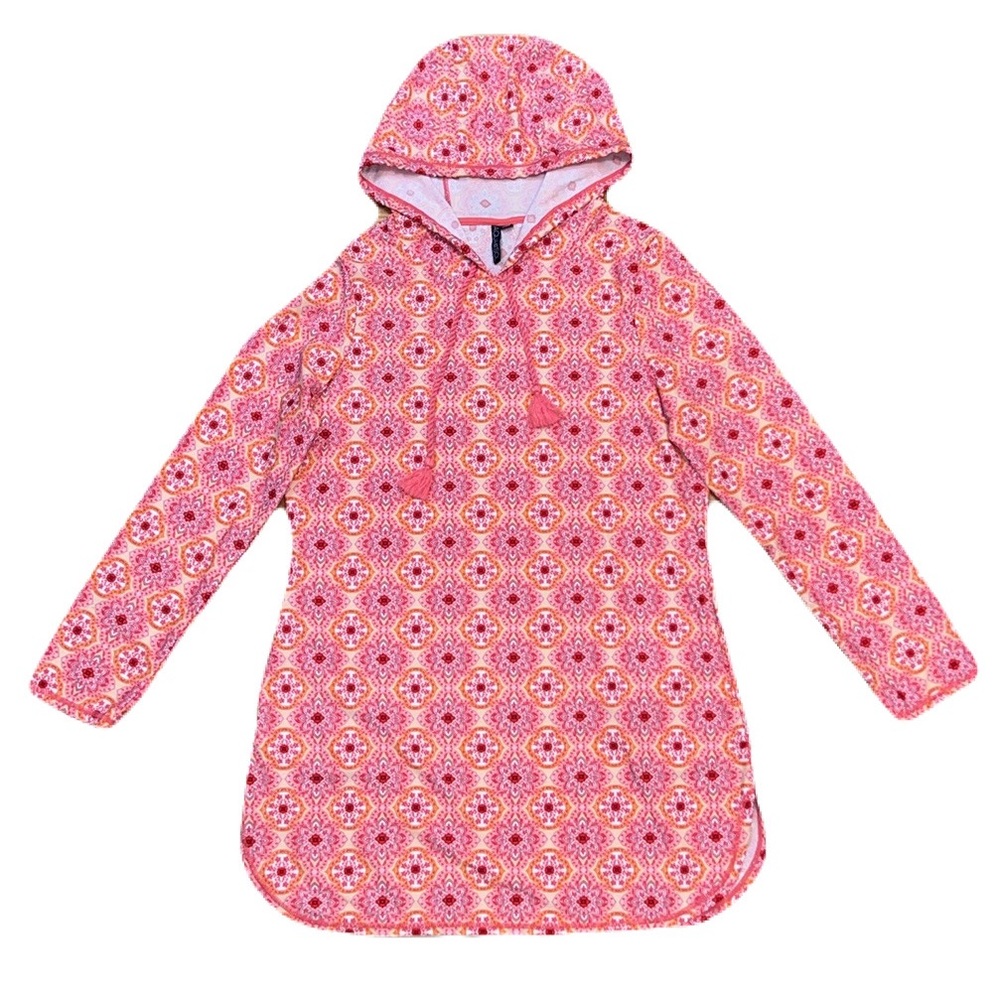 Aqua Et Sol Mandalla Hooded Cover-Up Swim Dress, size Large